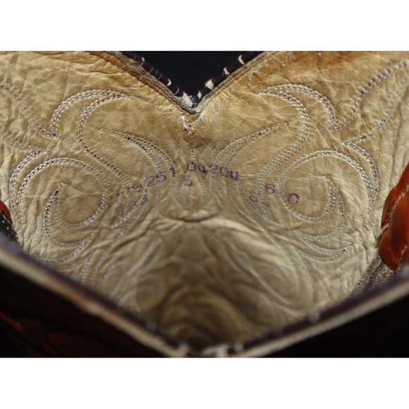 Dan Post Cowboy Boots Women 6C Tan Leather Exotic Snip Toe Rodeo Cowgirl Western - Picture 8 of 14